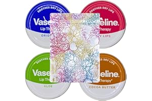 Lip Balm 4 X 20g (Rosy Lips, Cocoa Butter, Aloe, Original) Lip Balm Set Bundle with Glameno Drawstring Organza Bag