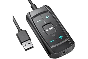 Inwa Tarjeta de Sonido Bluetooth Externa, Sonido Envolvente 7.1, Audio Simultáneo Bluetooth y USB en Auriculares con Cable, Adaptador de Aux a USB para PS4/5, PC, Switch, Silencio con un Clic