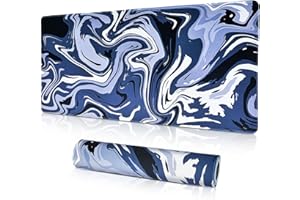 Vicloon Gamingowa podkładka pod mysz, XXL, 900 x 400 mm, Fluid Art, duża, wodoodporna, duża i gumowa podkładka pod mysz, do biura, klawiatury i myszy (biało-czarna), P-JXRB-20231206