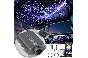 SUNKENET 16W fibra óptica led, 650pcs*0.75mm*4m luces de fibra óptica para techo de coche y decoración del hogar, luces estrelladas led con aplicación Bluetooth/control remoto/modo de música