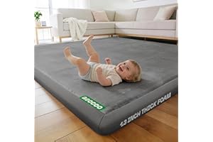 AEOCOO Baby Play Mat for Floor, 1.3'' Soft Cushion Foam and Skin Friendly Velvet, Anti-Slip Baby Tummy Time Mat for Floor Crawling in Nursery, Living Room, Playpen, Kids Bedroom, 118 x 167 cm, Grey