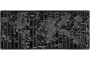 Silent Monsters Tappetino Mouse XXL 90 x 40 cm, Grande, mappamondo nero, con Bordo Cucito, Durevoli, antiscivolo e silenzioso, gioco, ufficio, casa, lavabile, arrotolabile, Tappetini Gaming Mousepad