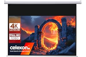 110" Zoll Motor-Leinwand celexon Basic 16:9 | 240x135 cm weiß | 4K Full HD 3D | elektrische Beamer-Leinwand für Büro-Präsentationen oder Ihr Heimkino | zur Decken-/ Wand-Montage | wählbare Größen