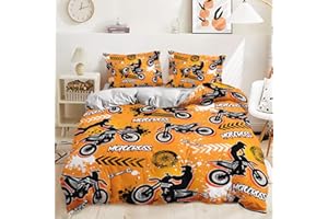 HAVOP Dirt Bike Bedding Set Teens Boys Duvet Cover Set Single Size Motorbike Extreme Sport Quilt Cover Motocross Rider Comforter Cover For Kids Boys