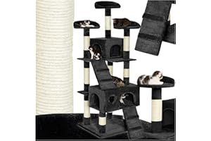 TecTake Rascador para Gatos y Gatos, Altura Total 170 cm, Color Negro | 401117