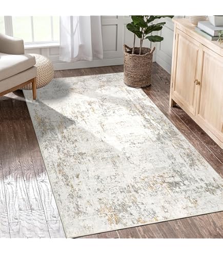 Carpeto Runner Carpet Gang - Loper Tapijt Bende - Kortpolig Vloerkleed - Keukenloper voor Hal, Slaapkamer, Keuken, Gang - Patroon Abstract - Keuken Loper 100x100cm - Crème 1