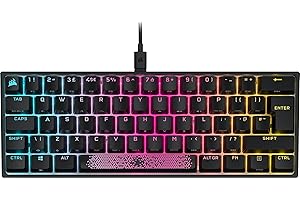 Corsair K65 RGB MINI 60% Mechanical Wired Gaming Keyboard - CHERRY MX RED Switches - PBT Double-Shot Keycaps - ICUE Compatible - QWERTY UK Layout - Black