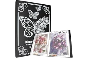 SPOKKI Diamond Painting Pictures Album, A3 Diamond Painting Folder for Storage Diamond Painting Pictures with 60 Sheets, Diamond Painting Accessories (Black)