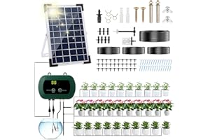 Anpress Automatic Watering Irrigation System 5W Solar Micro Drip Irrigation Kit Auto DIY Watering System with 30Pots and 10 Timing Modes for Plants on The Balcony, in The Plant Bed and Green House