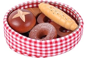 ‎TANNER tanner DER KLEINE KAUFMANN TANNER Deco - Backwaren im Baumwollkorb, mit Backartikeln aus Holz, Zubehör für Kaufmannsladen, lebensmittelechtes Design, 0616.2