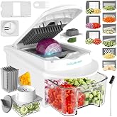 HAUSHOF 13 in 1 Vegetable Cutter and Kitchen Mandoline Slicer with | 9 Refillable Blades and 4 Cutting Types for Spiralizers