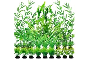 QUOZUO Piante Artificiali Acquario Ornamenti kit, 25 pezzi verde Piante acquatiche Arredamento realistico Decorazioni Pianta Artificiali per Acquario Decorazioni