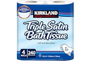 Kirkland Signature Soft and Absorbent Triple Satin Premium Bath Toilet Tissue Paper, 4 Rolls 10 Packs White Kirkland-Toilet Roll-10pk