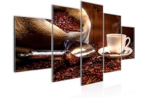 Runa Art Cuadros Café Cocina 5 Piezas Lienzo no Tejido Decoracion Sala Comedor Marrón 501852b