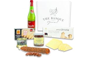 THE BASQUE gourmet – Cesta Navidad Regalo de Productos de Euskal Herria – Lotes de Navidad – Queso Idiazabal, Paté, Chorizo, Espárragos de Navarra, Sidra Vasca … – Cesta Gourmet para Regalar