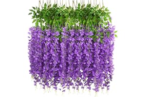 JOFONY 12 Stück Künstliche Glyzinien Blumen,Violett Glyzinien Girlande Kunstpflanzen,Kunstblumen Hängende Blauregen Seidenblumen Girlande für Hausgarten Hochzeit Dekorationen Party Decor