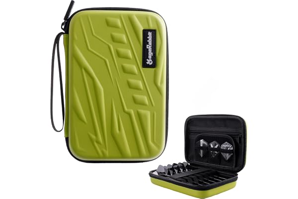MageRabbit Étui de transport de fléchettes pour 6 fléchettes, sac de fléchettes pour fléchettes à pointe en acier ou à pointe souple, rangement pour pointes, tiges et vols, Vert, En storlek, Coquille