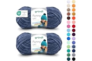 Gründl Laine Funny uni - laine chenille douce pour le crochet – moelleuse et respectueuse de la peau - 100% polyester – 2 pelotes 100 g / 120 m – taille d’aiguille 5-6 -jeans