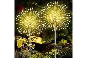 A.BIGWHALE Gartendeko für Draußen Solarleuchten Garten für Außen, 2 Stück 120 LED Gartenbeleuchtung Solar, Solar Feuerwerk Leuchten Garten Wetterfest, Solarstecker Aussen für Hinterhof Weg Rasen Terrasse