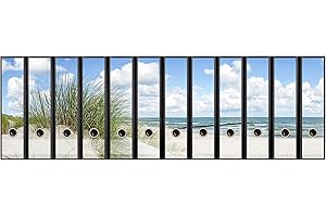 codiarts. Zestaw 12 sztuk szerokich etykiet na segregatory - wydmy na plażę i morze - samoprzylepne (naklejki na grzbiety segregatorów)