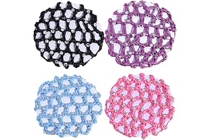 HNJUSR Haarnetz Dutt Haarnetz Set, 4 Stück Haarnetz mit Strasssteinen in Kristall Mädchen Haarnetz Ballett Duttnetz Knotennetz Frisurenhilfe für Balletttanz, Tänzerin, Krankenschwester