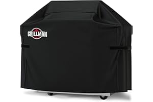Grillman Premium Grillabdeckung für Outdoor-Grill, robuste wasserdichte BBQ-Grillabdeckung, reißfest und windabweisend, große Grill-Gasgrillabdeckung für Hinterhof, Schwarz (152,4 cm L x 71,1 cm B x