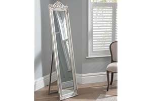 HOMESDIRECT365 Homesdirecy365 Full Length Mirror In Silver The Elizabeth Floor Standing Mirror | Large Mirror | Full Length Mirrors | Long Mirror | Free Standing Mirror | Mirrors for Bedroom