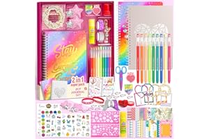 ADUSRIZ 2-Pack Mega DIY Journal Kit for Girls, Diary for 8 9 10 11 12 13 14 Year Olds Kids, Stationary Gift Sets & Scrapbook Kit, Creative Teenage Girls Gifts Art and Craft Set Ages 8-14