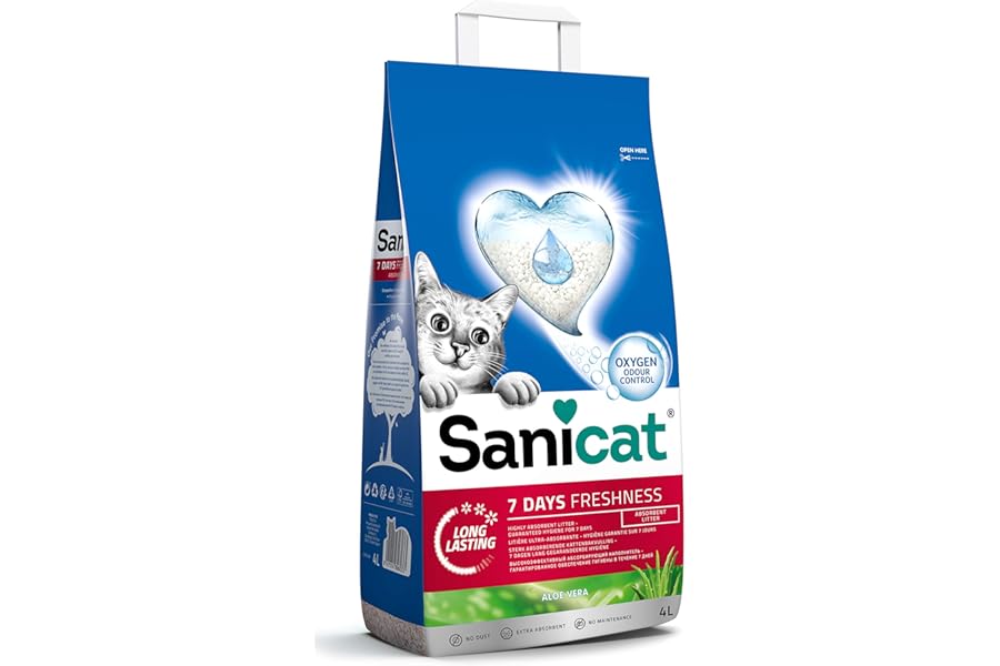 Sanicat - Classic cat litter with Aloe Vera | 7-day odour control | Fast absorption | product for your pet’s hygiene | Keep Your Home Clean | 4L capacity