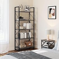Libreria in Legno, libreria ad Angolo Alta, 5 terze librerie autoportanti, libreria Moderna impilabile, espositore salvaspazio (Grigio a 30x30x180 cm