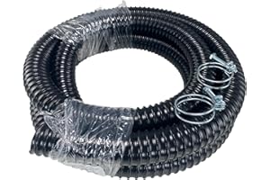 COST WISE 32mm (1.25") Flexible Corrugated Pond Pipe for Pumps,Fountains,Filters,Water Features and Waterfalls Flexi Hose 2m Length with Matching Hose Clips