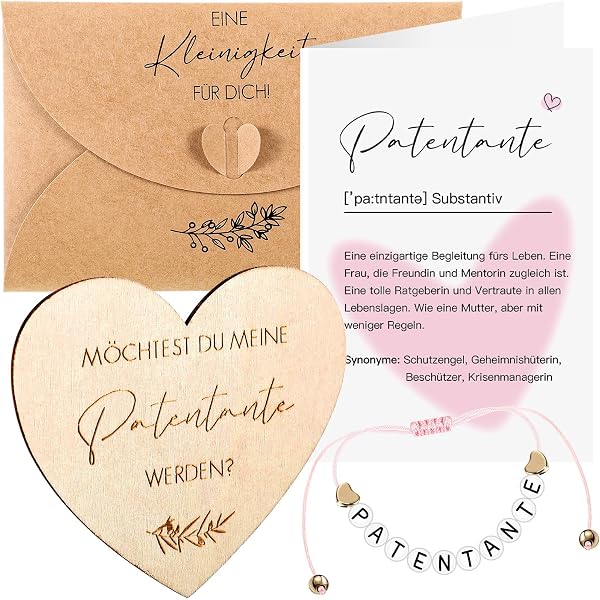COLOFALLA Paten-Geschenk-Set – 2 Holz-Puzzles Mit Beuteln, Französische Aufschrift, Ca. 10x10 Cm