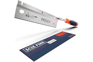 Presch Scie à dos 250 mm - Scie à araser manuelle, réversible, pliante et coudée pour bois, plastique, PVC, stuc et plâtre - Hand Saw