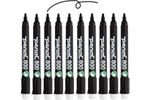 PENOL OF SCANDINAVIA 10 pennarelli per lavagna bianca - 800, punta tonda da 1,5 mm con marchio Nordic Swan Ecolabel - NON TOSSICO E INODORE - Fusto in plastica con cappuccio antirotolamento