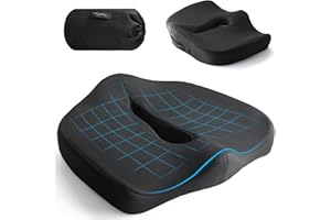 TOSUTO Ortopedyczna Poduszka do Siedzenia na Krzesło Biurowe,Ergonomiczna Poduszka do Siedzenia,Odciążenie Bioder, Kości Ogonowej, Pianka z Pamięcią Kształtu, Wózka Inwalidzkiego, Fotelika