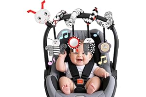 Zendstanding Kinderwagen Spielzeug - Aktualisierte Version Babyschale Spielzeug Baby Spielzeug 0-6 Monate Schwarz Weiß Kontrast Hängespielzeug Baby Spielzeug ab 3 Monate Neugeborenes Geschenke