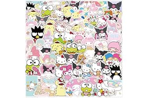 Xingsky Autocollant Kawaii Cute, Lot de 100 Autocollant Sanrio Imperméables Sanrio Stickers, Autocollant Kawaii Hello Kitty pour Adultes Enfants, Ordinateur Portable, Skateboard, Vélo