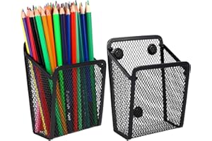 BJBJJIU Magnetyczny Koszyk na Przechowywanie, 2-pak Magnetyczny Uchwyt na Długopisy, Metalowy Organizator biurko, Magnetyczną Czarną na Lodówkę, Tablicę, Wyposażenie biurowe, Akcesoria szafek