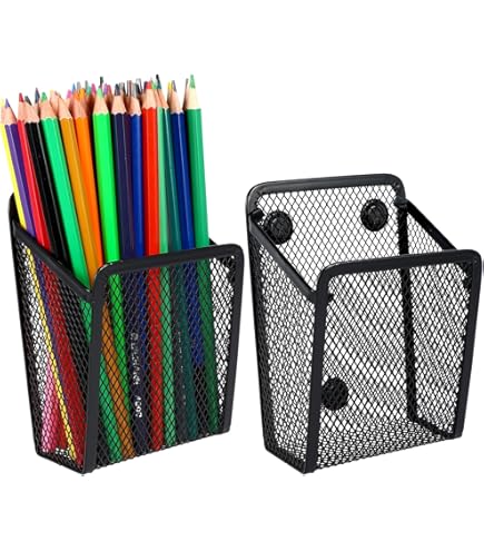 Jucoan 4 Pack Black Metal Mesh Magnetic Pen Pencil Holder, Office - View #2