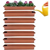 Flower Box Balcony Box Planter Terracotta with Irrigation System and Balcony Box Coaster
