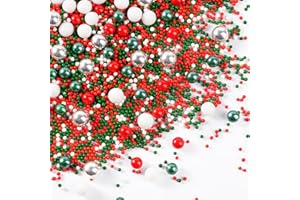 SUJOYGAR Décors Sucrés Noël 130 g - Perles comestibles Décorations en Sucre pour Gâteaux, Bûches, Cupcakes