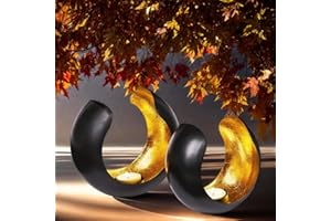 MARRAKESCH Set di 2 lanterne orientali Kumas grande 17 cm oro | portacandele orientale vintage nero dall'esterno e oro interno | lanterne marocchine in metallo come decorazione