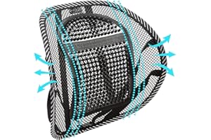 Big Ant podpórka wspierająca odcinek lędźwiowy kręgosłupa, oddychająca poduszka lędźwiowa z koralikami do masażu, łagodzenie bólu pleców, do foteli samochodowych, biurowych, wózków inwalidzkich, L