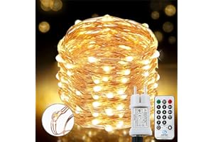 LEZONIC Ghirlanda luminosa con 220 LED, 25 m, 8 modalità, ghirlanda luminosa impermeabile, esterno e interno in rame, con timer da remoto, per camera da letto, mobili da balcone, feste, Natale (bianco caldo)