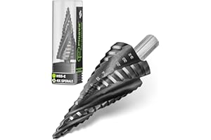 Pinava® Wiertło stopniowe HSS Cobalt Pro 4XSPIRAL [szybsze, bardziej precyzyjne, bardziej trwałe] Ø 4-32 mm – profesjonalne wiertło stożkowe do stali nierdzewnej, metalu, drewna, tworzywa sztucznego