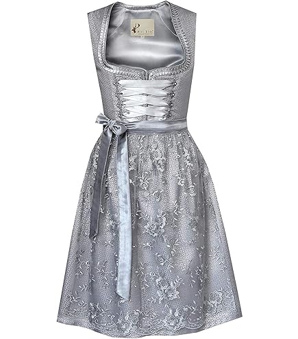 Dirndl Damen Set 2-teilig - Schickes Trachtenkleid Midi Mit Bluse & Schürze Für Oktoberfest