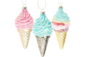 COM-FOUR® 3x ozdoby choinkowe premium - dekoracyjne rozki do lodów ze szkla - kule drzewne jako ozdoby swiateczne - zawieszki na choinki (Rozek lodowy - 3 sztuki)