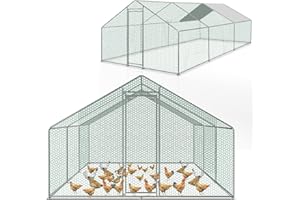 Izrielar XXL Hühnerstall Freilaufgehege mit Sicherheitsschloss und Wasserdichtes PE-Farbtuch, Viel Platz für Hühner, Kaninchen und weitere Kleintiere, Stabilem Stahlrahmen, 3x6x2m