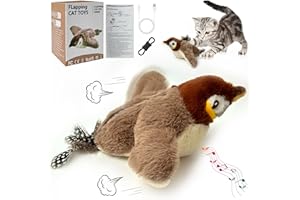 PICKONA Oiseau Volant pour Chat Jouet Interactif Flappy Bird Cat Toy Rechargeable Lavable Oiseau Jouet pour Chats Curieux Et Actifs Simulation Réaliste avec Battement Dailes Et Sons