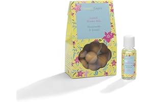 Hassett Green London - Honeysuckle & Jasmine - Scented Wooden Balls Pack of 12 plus 30ml Bottle of Home Fragrance Oil for Refreshing - Alternative to Pot Pourri, Diffusers, Sachets and Drawer Liners